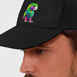 Бейсболка Мультяшный попугай, цвет: черный — фото 2