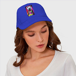 Бейсболка Cat fashionista - pop art - neural network, цвет: синий — фото 2