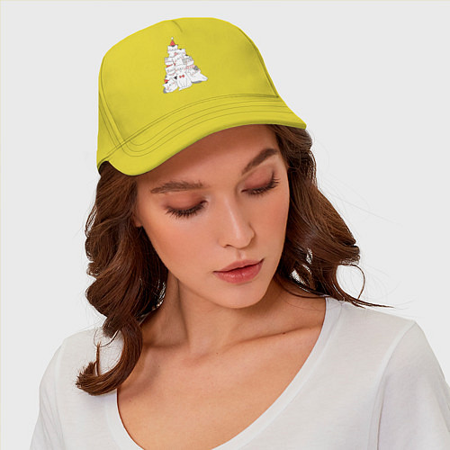 Бейсболка Новогодняя ёлка из милых котят / Желтый – фото 4
