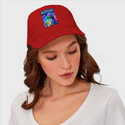 Бейсболка Пивозавр панк - неоновое свечение, цвет: красный — фото 2