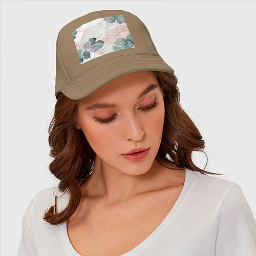 Бейсболка Акварельные листья светлые / Миндальный – фото 4