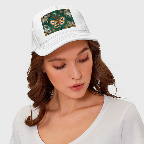 Бейсболка Год зеленой змеи 25 / Белый – фото 4