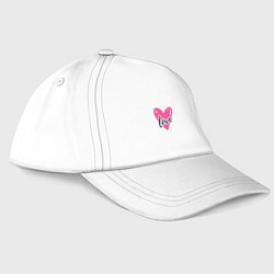 Бейсболка Рисованное розовое сердце - love, цвет: белый