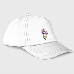 Бейсболка Ёжик с цветком - акварель
