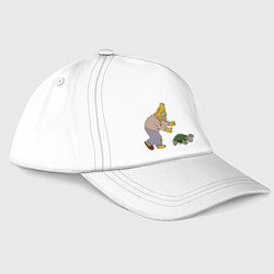 Бейсболка Дед Симпсон и черепаха с челюстями, цвет: белый