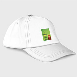 Бейсболка Злой гринч и его верный друг пес, цвет: белый