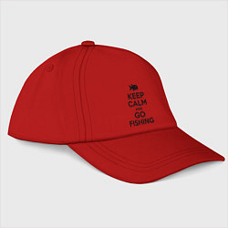 Бейсболка Keep Calm & Go fishing, цвет: красный
