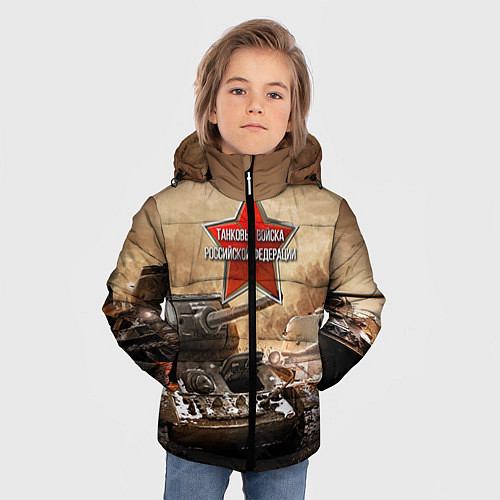 Зимняя куртка для мальчика Танковые войска РФ / 3D-Красный – фото 3