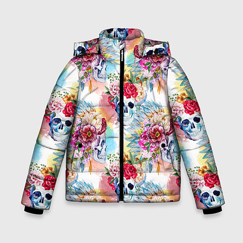 Зимняя куртка для мальчика Цветы и бабочки 5 / 3D-Черный – фото 1