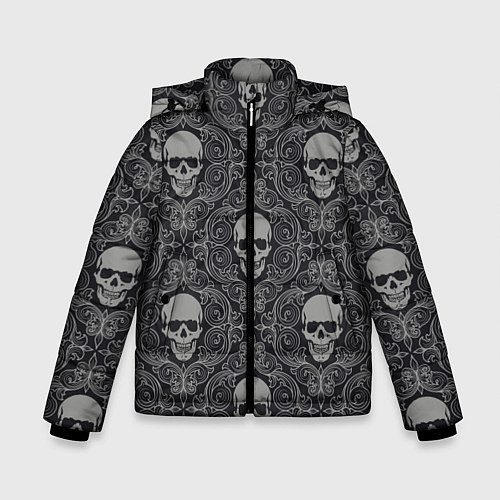 Зимняя куртка для мальчика Ажурные черепа / 3D-Черный – фото 1