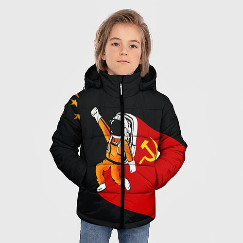Зимняя куртка для мальчика Советский Гагарин / 3D-Красный – фото 3