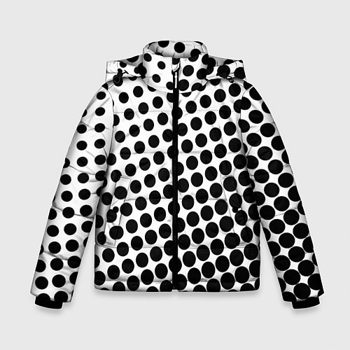 Зимняя куртка для мальчика Белый в горошек / 3D-Черный – фото 1
