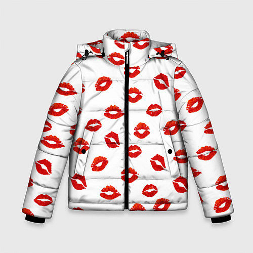 Зимняя куртка для мальчика Поцелуйчики / 3D-Черный – фото 1