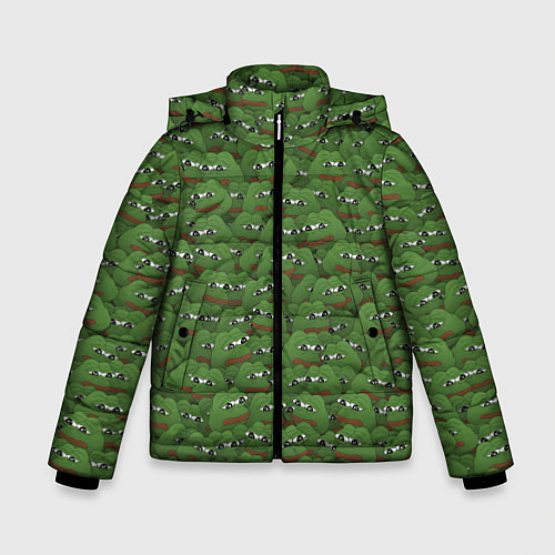 Зимняя куртка для мальчика Грустные лягушки / 3D-Черный – фото 1