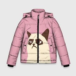 Куртка зимняя для мальчика Grumpy cat pink, цвет: 3D-черный