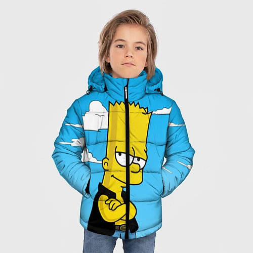 Зимняя куртка для мальчика Задумчивый Барт / 3D-Красный – фото 3