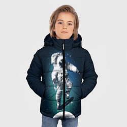 Куртка зимняя для мальчика Космический скейтбординг, цвет: 3D-светло-серый — фото 2