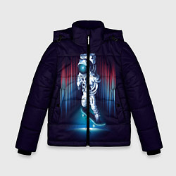 Куртка зимняя для мальчика Космический скейтбордист, цвет: 3D-черный
