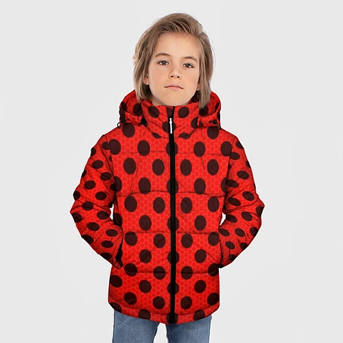 Зимняя куртка для мальчика Леди Баг: узор / 3D-Красный – фото 3