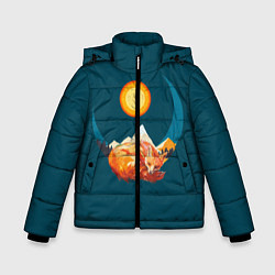 Куртка зимняя для мальчика Лиса под солнцем, цвет: 3D-черный