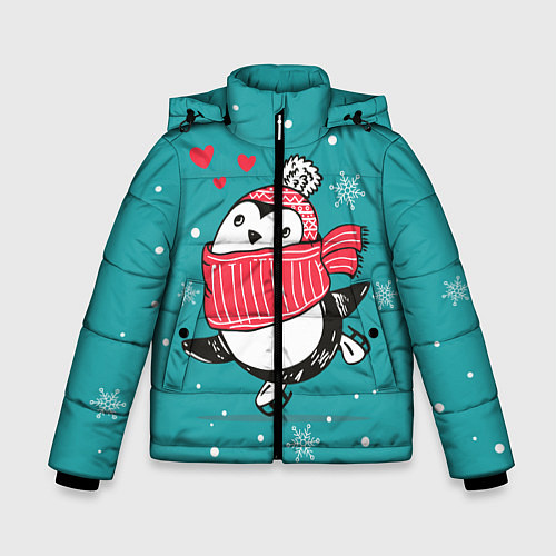 Зимняя куртка для мальчика Пингвинчик на коньках / 3D-Черный – фото 1