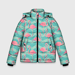 Куртка зимняя для мальчика Flamingo Pattern, цвет: 3D-черный