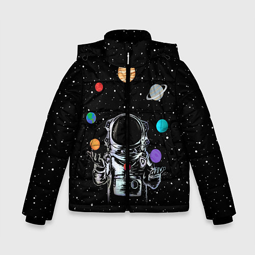 Зимняя куртка для мальчика Космический жонглер / 3D-Черный – фото 1