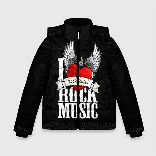 Зимняя куртка для мальчика I Love Rock Music / 3D-Черный – фото 1