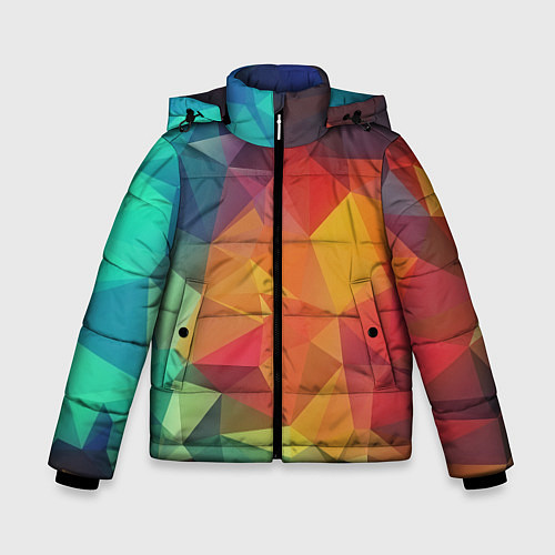 Зимняя куртка для мальчика Цветные полигоны / 3D-Черный – фото 1