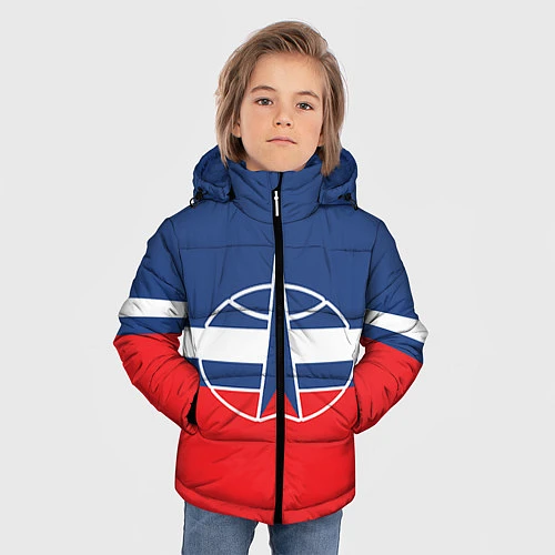 Зимняя куртка для мальчика Флаг космический войск РФ / 3D-Красный – фото 3
