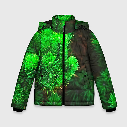Зимняя куртка для мальчика Зелёная ель / 3D-Черный – фото 1