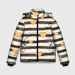 Куртка зимняя для мальчика Сердца, цвет: 3D-черный