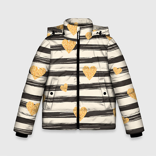 Зимняя куртка для мальчика Сердца / 3D-Черный – фото 1