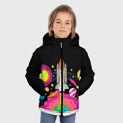 Зимняя куртка для мальчика Космос / 3D-Красный – фото 3