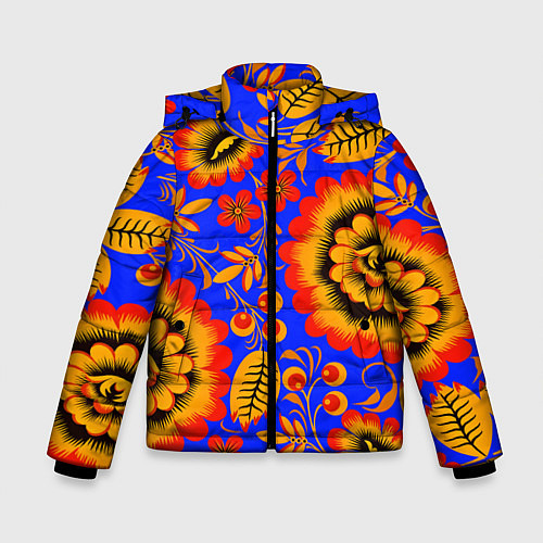 Зимняя куртка для мальчика Хохломской узор / 3D-Черный – фото 1
