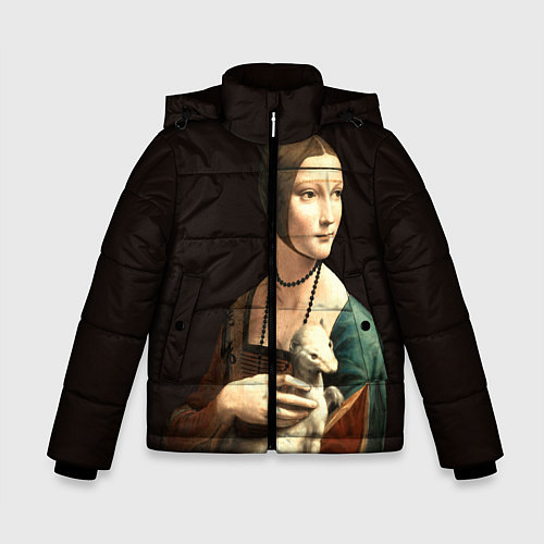 Зимняя куртка для мальчика Дама с горностаем / 3D-Черный – фото 1