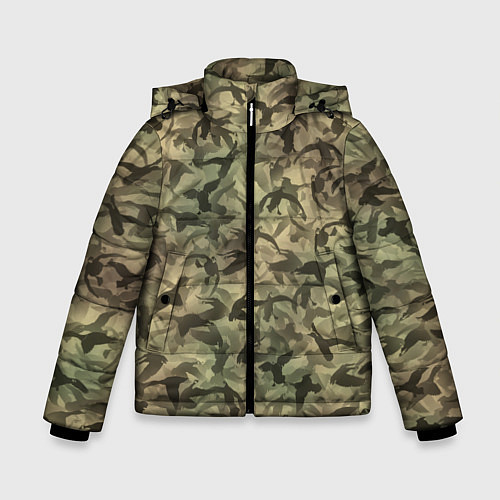 Зимняя куртка для мальчика Камуфляж с утками / 3D-Черный – фото 1