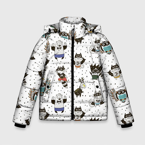 Зимняя куртка для мальчика Лесные супергерои / 3D-Черный – фото 1