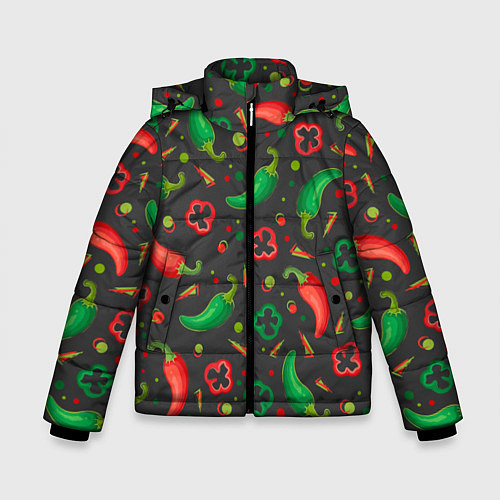 Зимняя куртка для мальчика Перчики / 3D-Черный – фото 1
