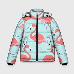 Куртка зимняя для мальчика Розовые фламинго, цвет: 3D-черный