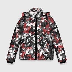 Куртка зимняя для мальчика Камуфляж: серый/красный, цвет: 3D-черный