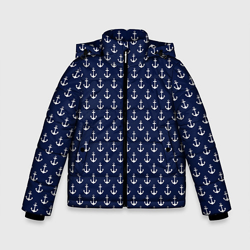 Зимняя куртка для мальчика Морские якоря / 3D-Черный – фото 1