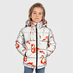 Куртка зимняя для мальчика Оранжевые фламинго, цвет: 3D-черный — фото 2