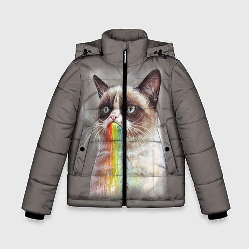 Зимняя куртка для мальчика Grumpy Cat / 3D-Черный – фото 1