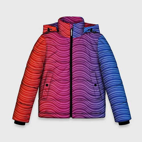 Зимняя куртка для мальчика Цветные волны / 3D-Черный – фото 1