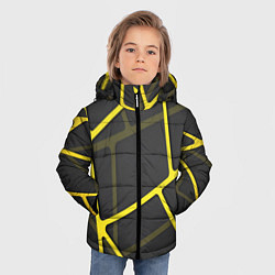 Куртка зимняя для мальчика Желтая сетка, цвет: 3D-черный — фото 2