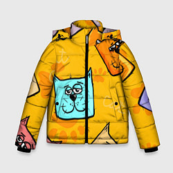 Куртка зимняя для мальчика Котики, цвет: 3D-черный