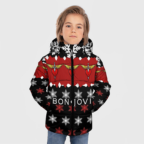Зимняя куртка для мальчика Праздничный Bon Jovi / 3D-Красный – фото 3