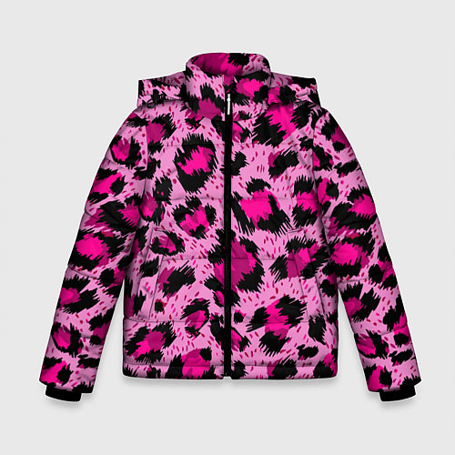 Зимняя куртка для мальчика Розовый леопард / 3D-Черный – фото 1