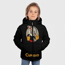 Куртка зимняя для мальчика Cuphead: Black Mugman, цвет: 3D-светло-серый — фото 2
